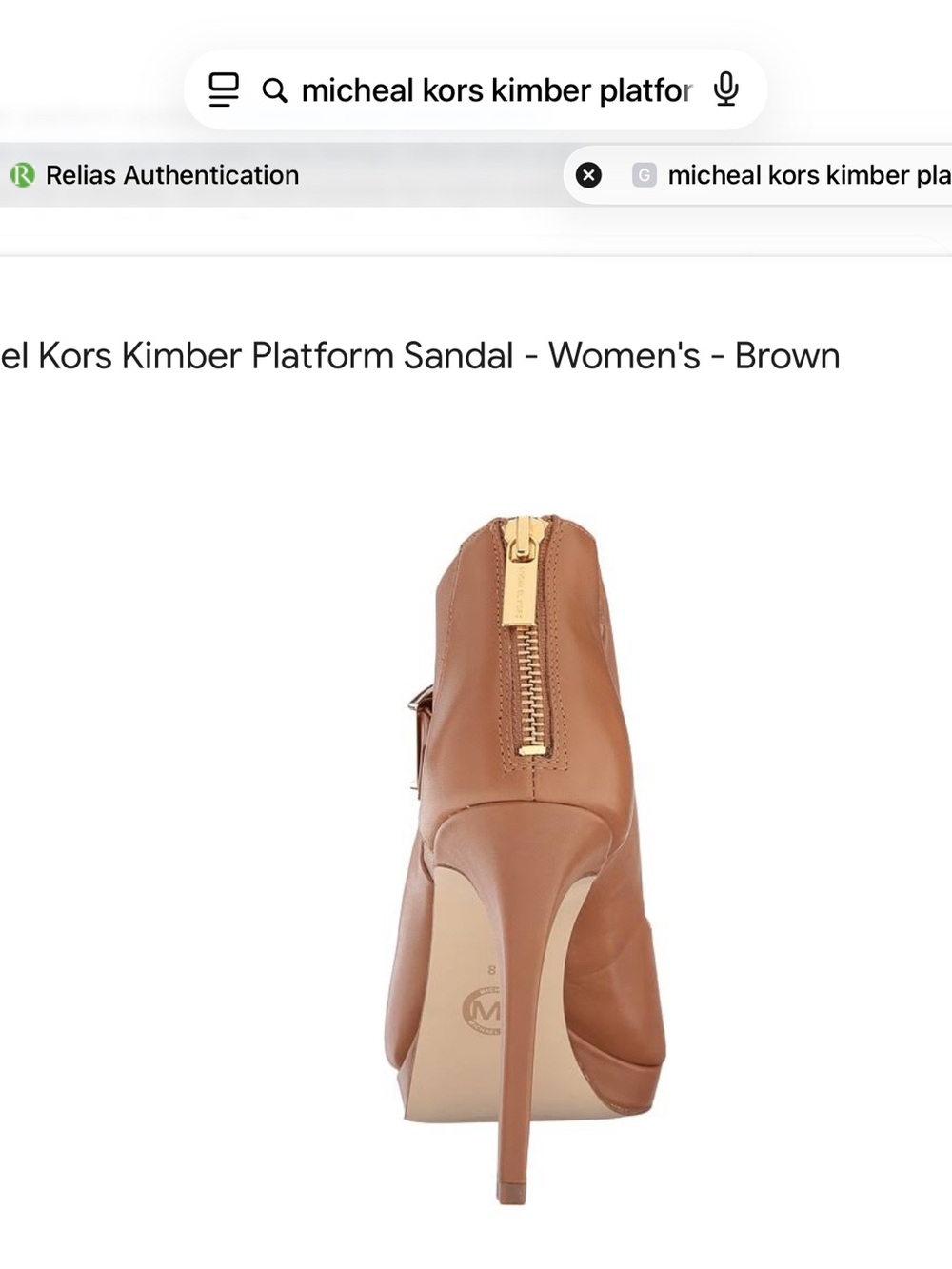 Michael Kors Cognac Leather High Heel Sandal with Buckle - Picture 3 of 11